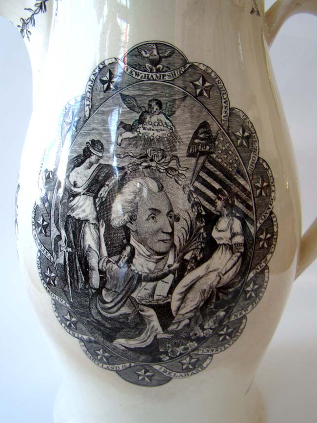 A 'George Washington' and 'American Eagle' English Creamware Black-Transfer Printed Presentation Liverpool Pitcher circa 1797-1805 — image 5